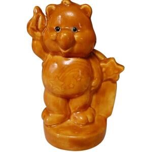 Vintage 1970s Kitsch Care Bear  Brown Ceramic Drip Glaze MCM Style 5” Decor